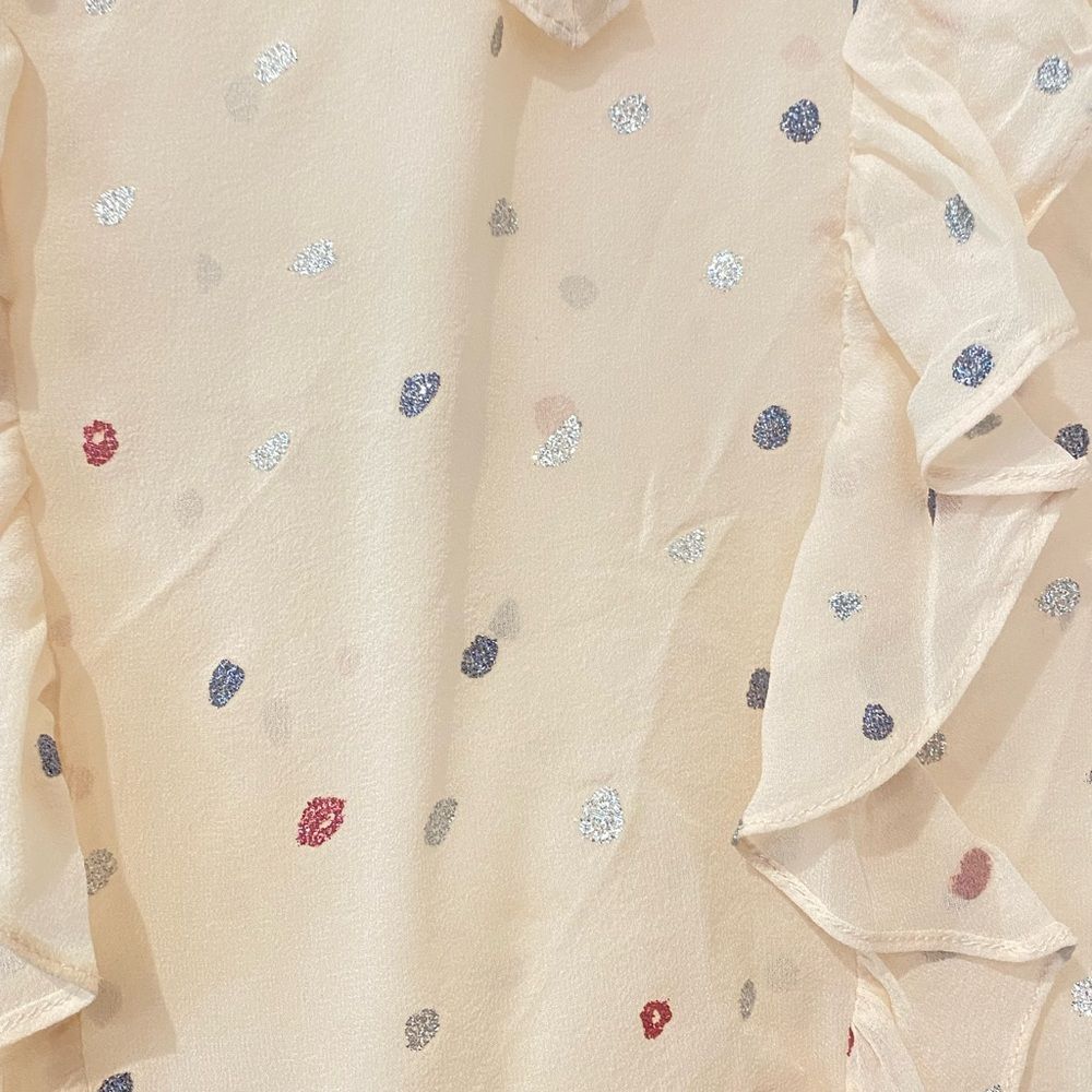 Rebecca Taylor Size 2 Glitter Gem Ruffle 100% Silk Top - Picture 7 of 10